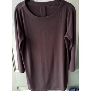 Susan Graver QVC Liquid Knit 3/4 Black Tunic Blouse w/ Back Pleat , Size S